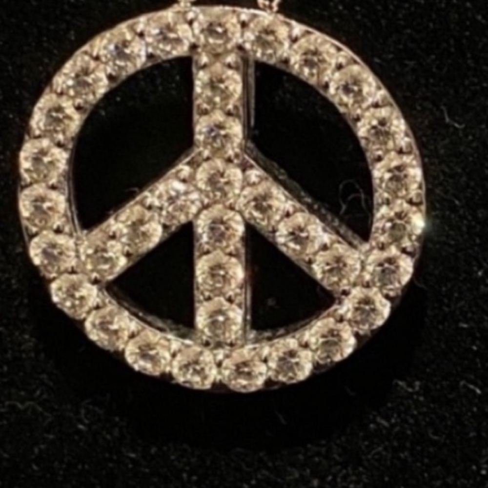 CZ Peace Sign Pendant-Sterling silver